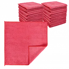Салфетка из микрофибры красная 40×40 см, оверлок, 280 г/м² (90 шт/кор)