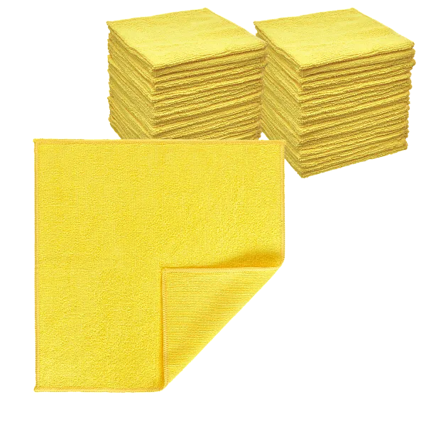 Салфетка из микрофибры жёлтая 30×30 см, оверлок, 220 г/м² (100 шт/кор)