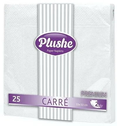 Plushe салфетки 33х33 Белые 2сл 25л - [30шт] с тиснением 