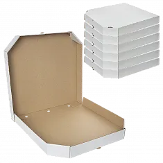 Коробка для пиццы 35×35 см белая / крафт, микрогофра [100 шт]