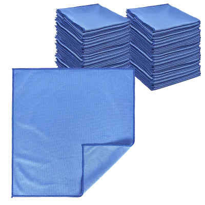 Салфетка из микрофибры для стёкол голубая 40×40 см, оверлок, 280 г/м² (200 шт/кор)