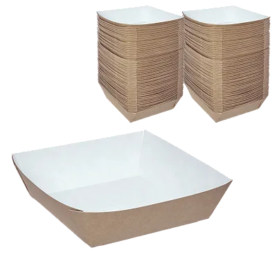 Лоток для хот-дога и картофеля фри крафт 550 мл, 139×139×40 мм, DoECO Tray 550 [300 шт]