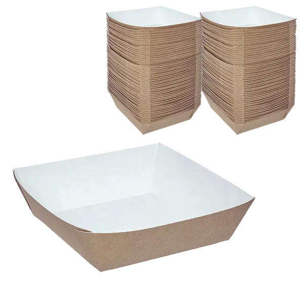 Лоток для хот-дога и картофеля фри крафт 550 мл, 139×139×40 мм, DoECO Tray 550 [300 шт]