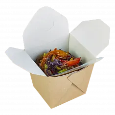 Контейнер Wok для лапши крафт 500 мл, квадратный, DoECO Noodles, 20 шт (24 уп/кор)