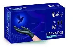 Нитриловые перчатки S чёрные Libry, плотность 3,6 г, 50 пар (10 шт/кор) ЧЗ