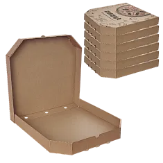 Коробка для пиццы 33×33 см с рисунком / крафт, микрогофра [100 шт]