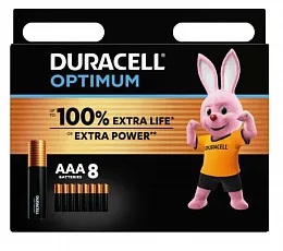 Батарейки ААА - Duracell Optimum LR03 8шт Высокопроизводительные Бельгия