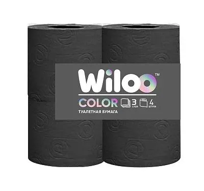 Туалетная бумага Wiloo чёрная, 3 слоя, 21 м [56 шт]