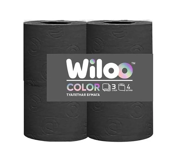 Туалетная бумага Wiloo чёрная, 3 слоя, 21 м [56 шт]