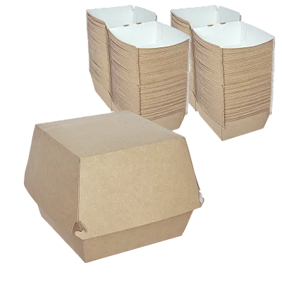 Коробка для бургера крафт XL, 112×112×112 мм, DoECO Burger [150 шт]