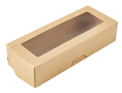 "1Земля" Коробка для еды с окном  500мл /70х170х40мм/ Крафт 25шт(14шт-уп)