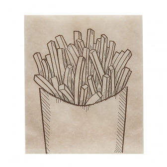 Пакет для картофеля фри крафт 115х100х30 - 100шт жиростойкий (20шт*кор)