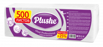 Салфетки 24х24 1сл белые 500л "Plushe" /4шт/