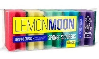 Губка с вырезом 5 цветов с зеленым абразивом "Lemon Moon" 5шт (72шт-уп) L002P Губка с вырезом 5 цветов с зеленым абразивом "Lemon Moon" 5шт (72шт-уп) L002P