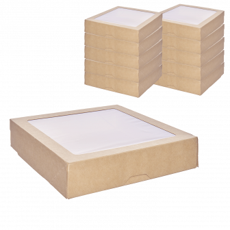 "1EA" OneBox - коробка с окном 1500мл крафт 25шт /200*200*48/ (6уп*кор) 