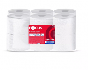 Туалетная бумага 3сл белая 120м "Focus" /12шт/