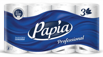 Туалетная бумага 3сл белая  20м "Papia" /56шт/
