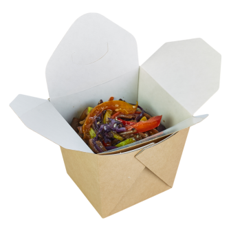 Noodles - контейнер Wok 500мл /20шт/ квадратный крафт DoECO 