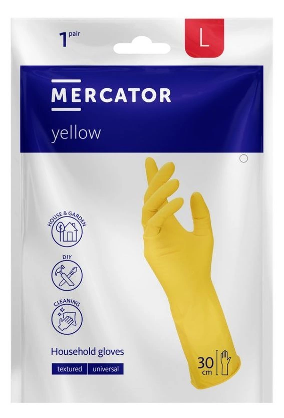 Перчатки Латексные прочные желтые "Mercator" - M
