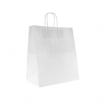 Пакет с крученными ручками белый 320х200х370 - [200шт] бумажный 70гр 