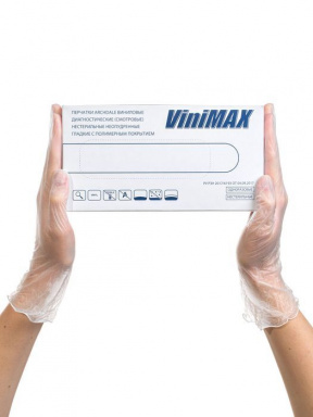 ViniMAX Виниловые перчатки S - [50пар] прозрачные (10уп*кор) мк
