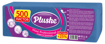 Салфетки 24х24 1сл синие 500л "Plushe" /4шт/