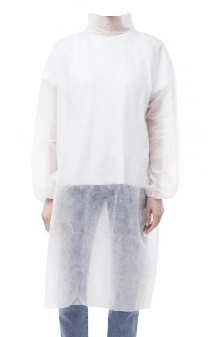 Халат посетителя - XL /5шт/ белый, липучка, рукав-резинке 15гр