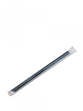 Трубочки в инд. п/э уп. с косой отсечкой 12х240мм - 250шт черные (5уп*кор)