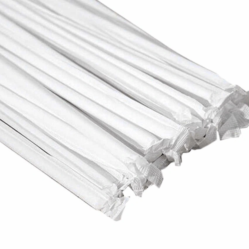 Трубочки прямые в индив. бум.уп. /7*240мм/ MILK Прозрачные 250шт в упак (10уп в кор)