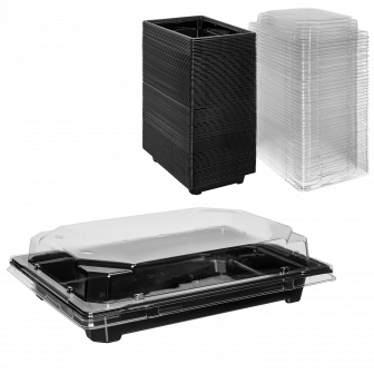 С-19 Контейнер для суши черный 18х13 - [420шт] с крышкой 