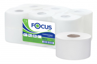 FOCUS Туалетная бумага 1сл 200м - [12шт] ярко-белая, эконом 