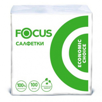 Салфетки 24х24 1сл белые 100л "Focus" /24шт/ 