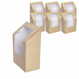 DoECO Контейнер для Шаурмы с окном /90х50х130мм/ Крафт 50шт в упак ECO ROLL (10уп в кор) 