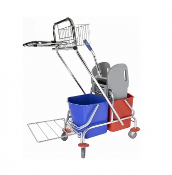 Тележка хром 2*17л + Отжим +Лоток+ Держатель мешка  Тележка хром 2*17л + Отжим +Лоток+ Держатель мешка