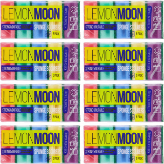 Губка пл.650 ФРЕЗА Желтая EL с Фиолетовом с абразивом /96х64х42/ "Lemon Moon" 5шт (72шт-уп) 