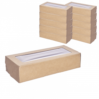 1Земля Коробка для еды с окном  500мл /70х170х40мм/ Черный 25шт в упак (14уп в кор) OneBox