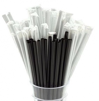 Трубочки в инд. б/м уп. 7х240мм - 250шт черные (10уп*кор)