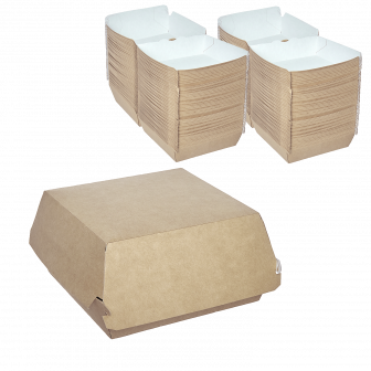 DE Burger коробка для бургера крафт L - [150шт] 120х120х70