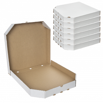 Коробка для пиццы 33х33 - [100шт] белый / крафт микрогофра 