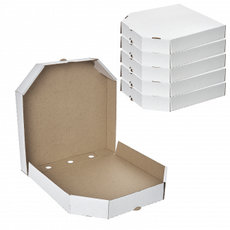 Коробка для пиццы 25х25 - [100шт] белый / крафт микрогофра 