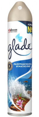 Освежитель воздуха "Glade" 300мл Лазурная волна и магнолия (12шт в упак)