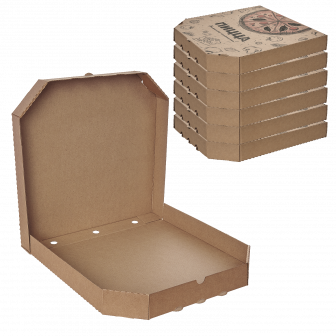Коробка для пиццы 33х33 Крафт / Три цвета микрогофра (100шт)