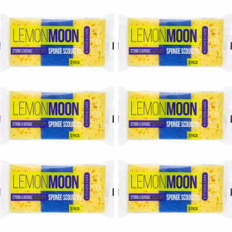 Губка пл.500 Желтая SB c Синим с абразивом /96х64х35/ "Lemon Moon" 3шт в упак (28уп в кор) 