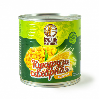 Кукуруза сахарная высший сорт ГОСТ "Кубань Матушка" ж/б 400 гр (12шт/упак)