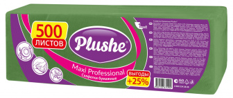 Салфетки 24х24 1сл зеленые 500л "Plushe" /4шт/