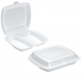 Ланч бокс с Перегородкой белый - [100шт] LB2 вспененный 250х205х40