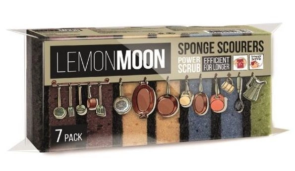 Губка без выреза 4 цвета с черным абразивом "Lemon Moon Retro" 7шт (30шт-уп) L008 Губка без выреза 4 цвета с черным абразивом "Lemon Moon Retro" 7шт (30шт-уп) L008