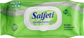 SALFETI Влажные салфетки с клапаном - 100шт антибактериальные (16уп*кор) 