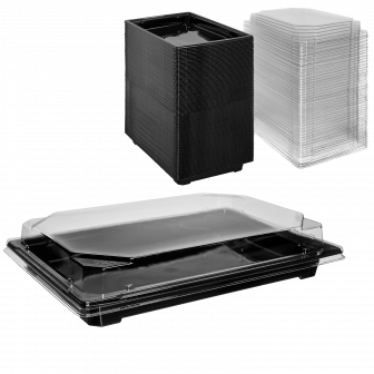 С-25 Контейнер для суши черный 24х16 - [220шт] с крышкой 
