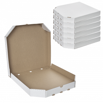 Коробка для пиццы 30х30 - [100шт] белый / крафт микрогофра